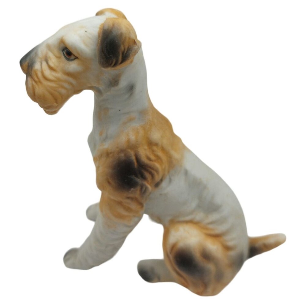 Vintage Porcelain Wire Haired Terrier Dog Figurine 4" Hand-Painted Made In Korea - Picture 4 of 9